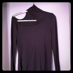 Mock neck top with cutout